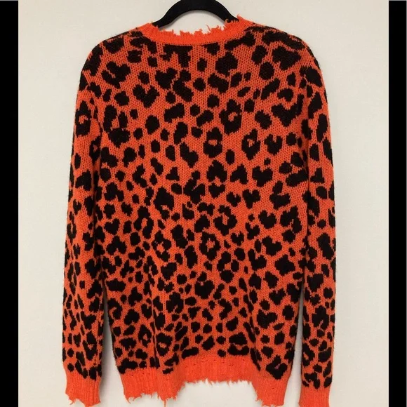 R13 Leopard Cashmere Crewneck Sweater $795 Size small. Oversized fit.